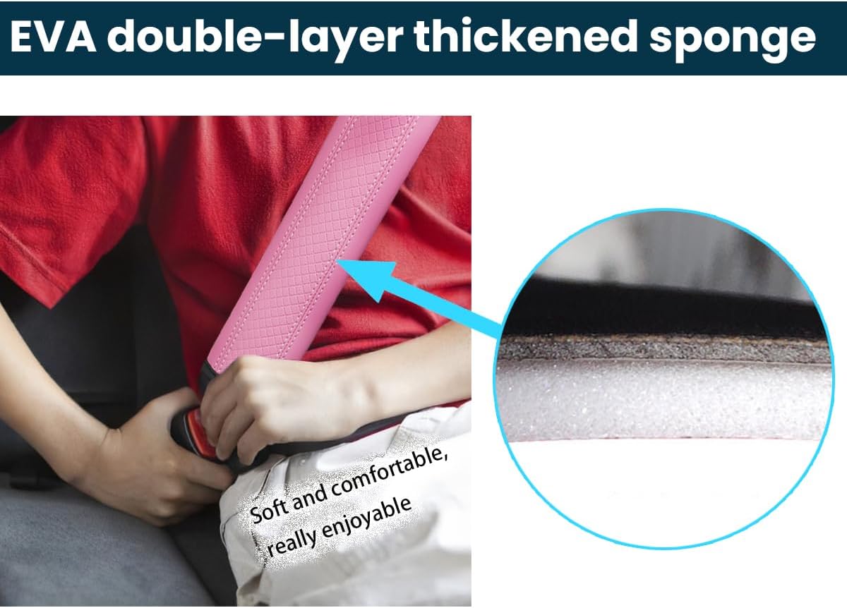 Osilly 2PCS Car Seat Belt Cover, Carbon Fiber Seatbelt Shoulder Protection, Soft Car Seat Belt Strap Cushion Protect Your Neck and Shoulder, Car Accessories Seat Belt Pad for Car Truck (Red)