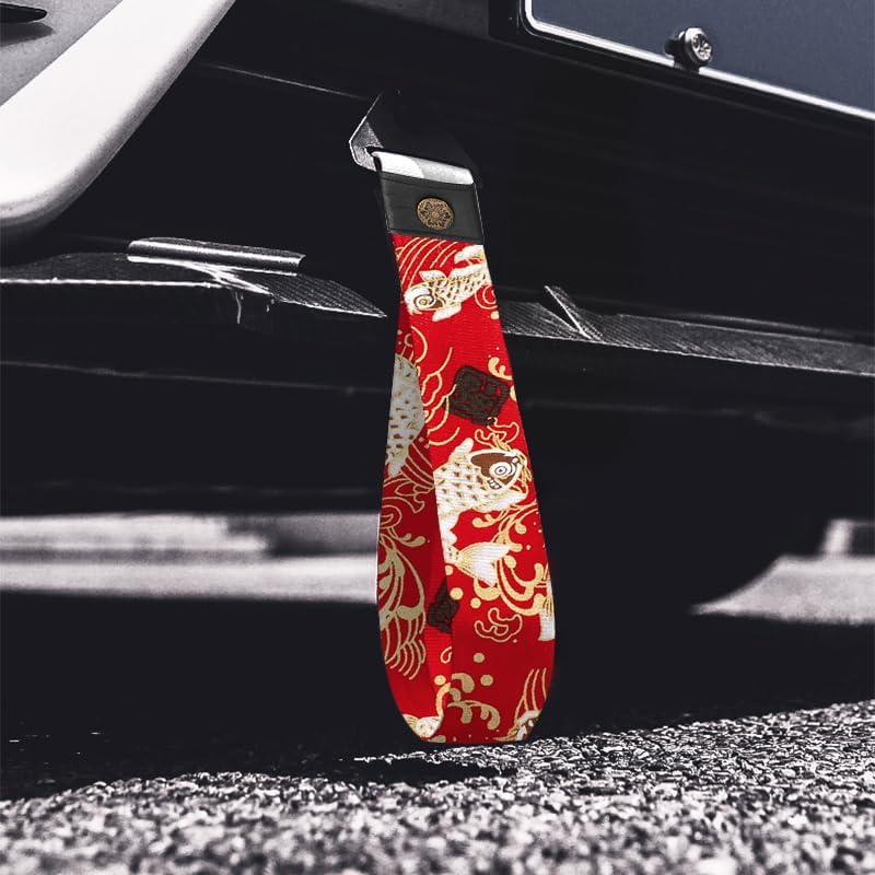RASTP Racing Tow Strap, Car Modification Sports Trailer Belt Fit for Front or Rear Front Bumper Decorative (Red)