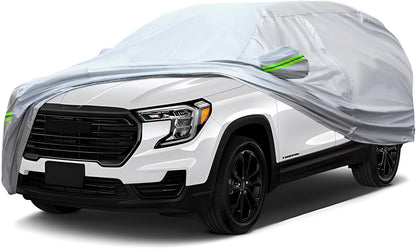 Full Car Cover Universal 6 Layers Outdoor Thicked All Weather Cover, Sunshield, Waterproof, Snow Proof, UV Proof, Scratch Proof, Bird Droppings, 6 Reflective Strips, Fits Sedans up 178"-189"