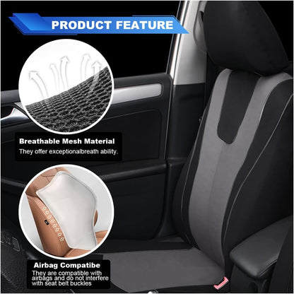 ZIMISI 4PCS Car Front Seat Covers, Comfort Breathable Vehicle Seat Protector Cover, Universal Automotive Interior Accessories for Car, SUV, Truck (Grey/Black)