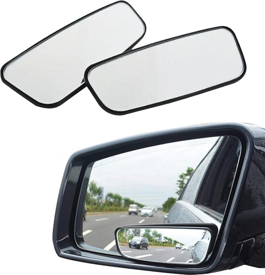 2 PCS Blind Spot Mirror, Rectangular Framed Curved Wide-angle Rearview Mirror, HD Anti-glare Parking Accessory with Adjustable Bracket, Truck Accessories for Men (Black)