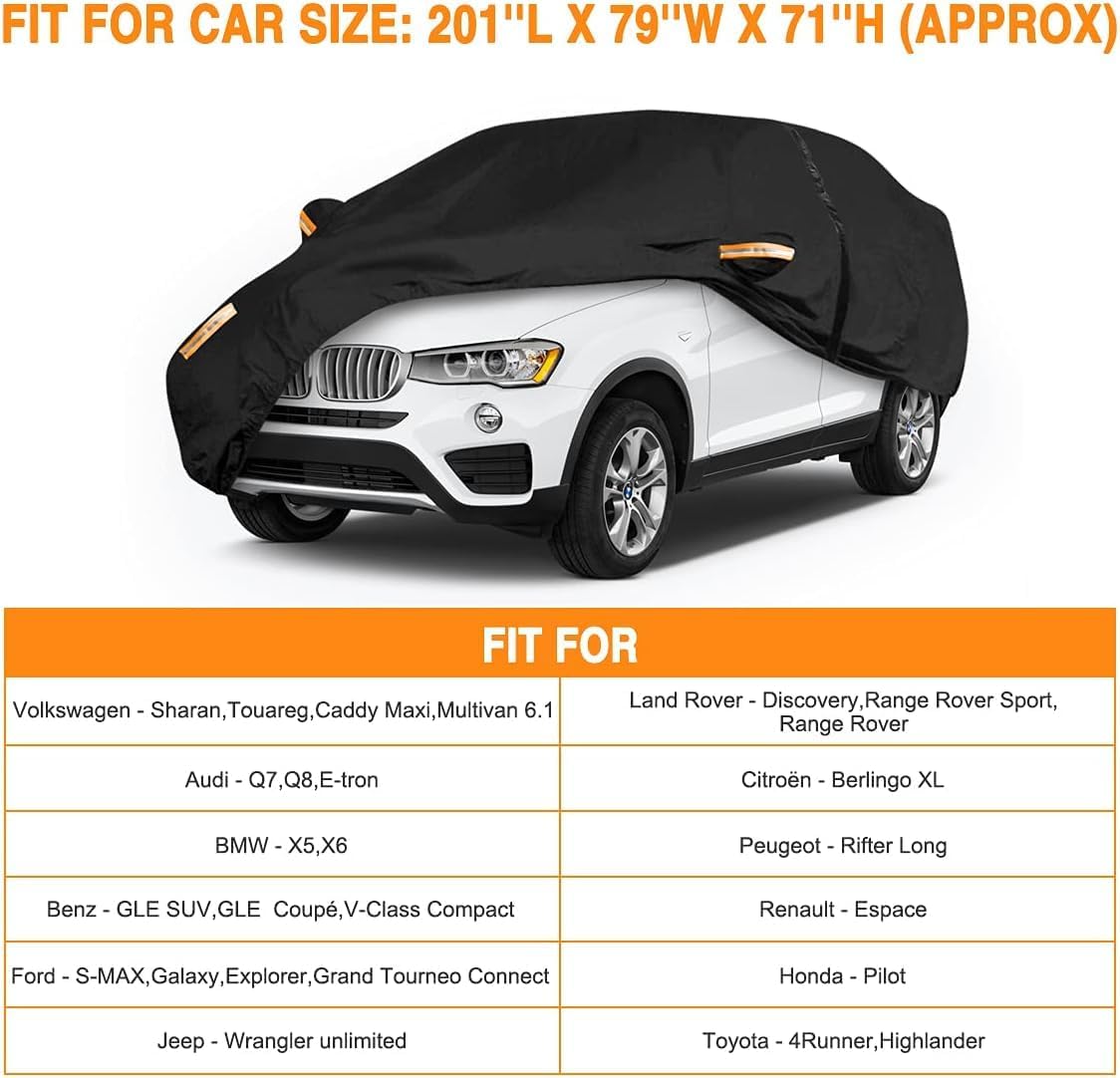 NEVERLAND Sedan Car Cover Waterproof Heavy Duty All Weather Protection Snow Anti-UV Windproof Outdoor Full Car Cover Fit for Automobiles BMW/Mercedes-Benz/Honda（for Car Size:183''L x 70''W x 59''H）