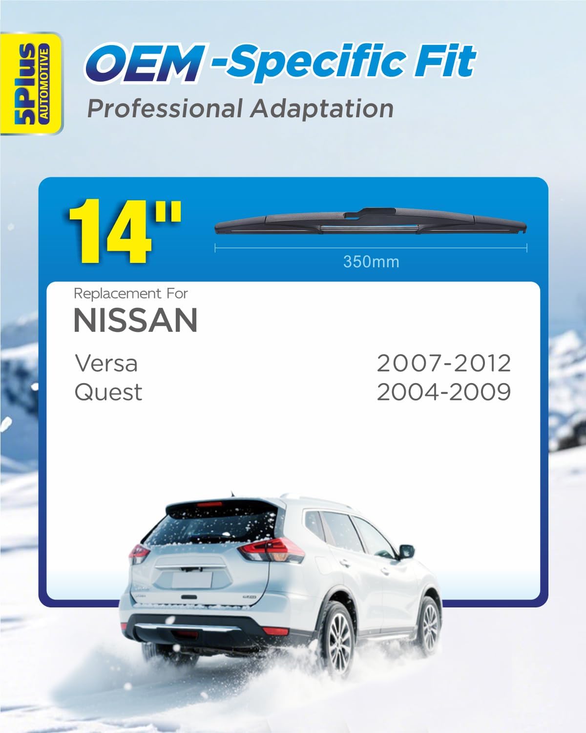 5 PLUS 26"+17" Windshield Wipers Blade Replacement for Nissan 02-06 19-24 Altima/07-12 20-24 Sentra/20-24 Versa Wiper Blades-Front All-Weather Wiper Blades Exact fit J-Hook Type (Pack Of 2)