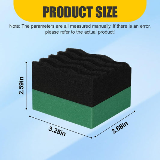 Car Tire Dressing Applicator Pad, Soft Sponge Tire Shine Applicator, Reusable Washable Wax Sponge, Anti-Spill Corrugated Surface Tire Care Cleaning Pad for Auto Detailing(Black&Green)