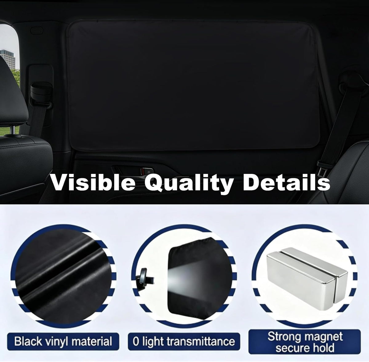 XCBYT Car Window Shades - 4 Pcs Car Privacy Curtains - 100% Block Light Car Window Covers - Magnetic Side Window Sun Shade Keeps Cooler for Breastfeeding, Taking a nap, Changing Clothes, Camping