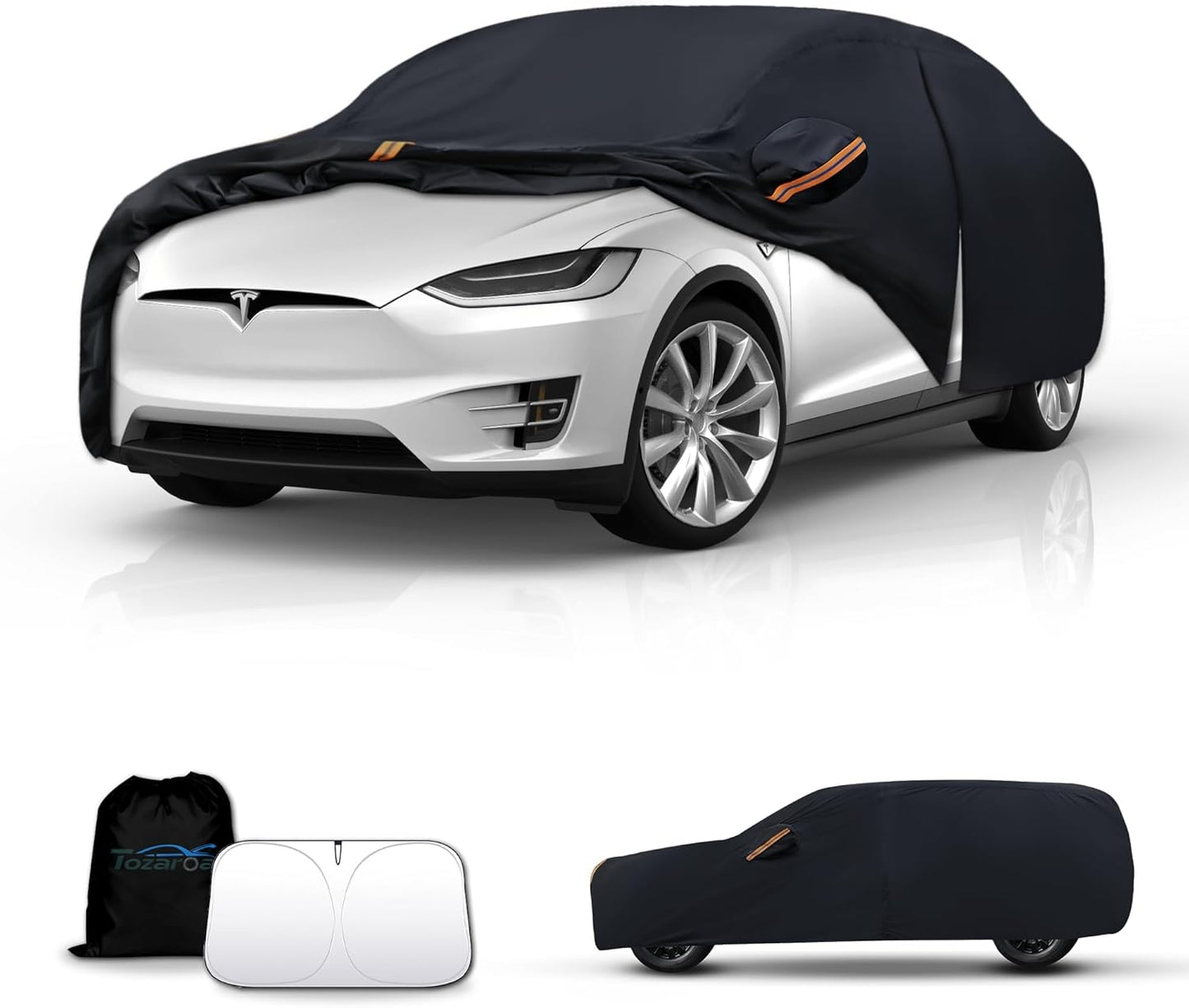 Car Cover Waterproof All-Weather,Outdoor Full Exterior Automobiles Sedan/Coupe (Length 186-193 inch) with Windshield Sun Shade Universal Fit Toyota Camry, Tesla Model 3, Accord etc