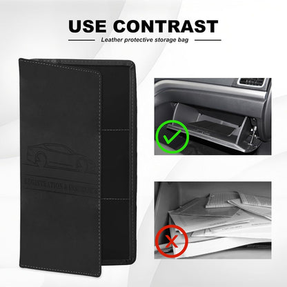 Leather Premium Car Registration & Insurance Card Holder, Vehicle Glove Box Wallet Case, for Documents, Cards, License (Blue)