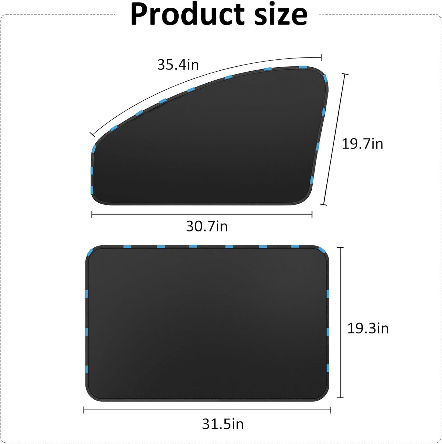 Car Window Sun Shades Curtains - Magnetic Privacy Curtains Side Window Sun Shades 100% Block Light Car Window Covers with Cooler Feeling 4Pcs, Thicken(Thickset, 4pcs)