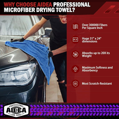 AIDEA Microfiber Cleaning Cloth 24 Pack, Microfiber Towels for Cars, Soft & Absorbent Cleaning Rags, Premium Lint Free Shop Towels for House, Kitchen, Car, 12inx16in