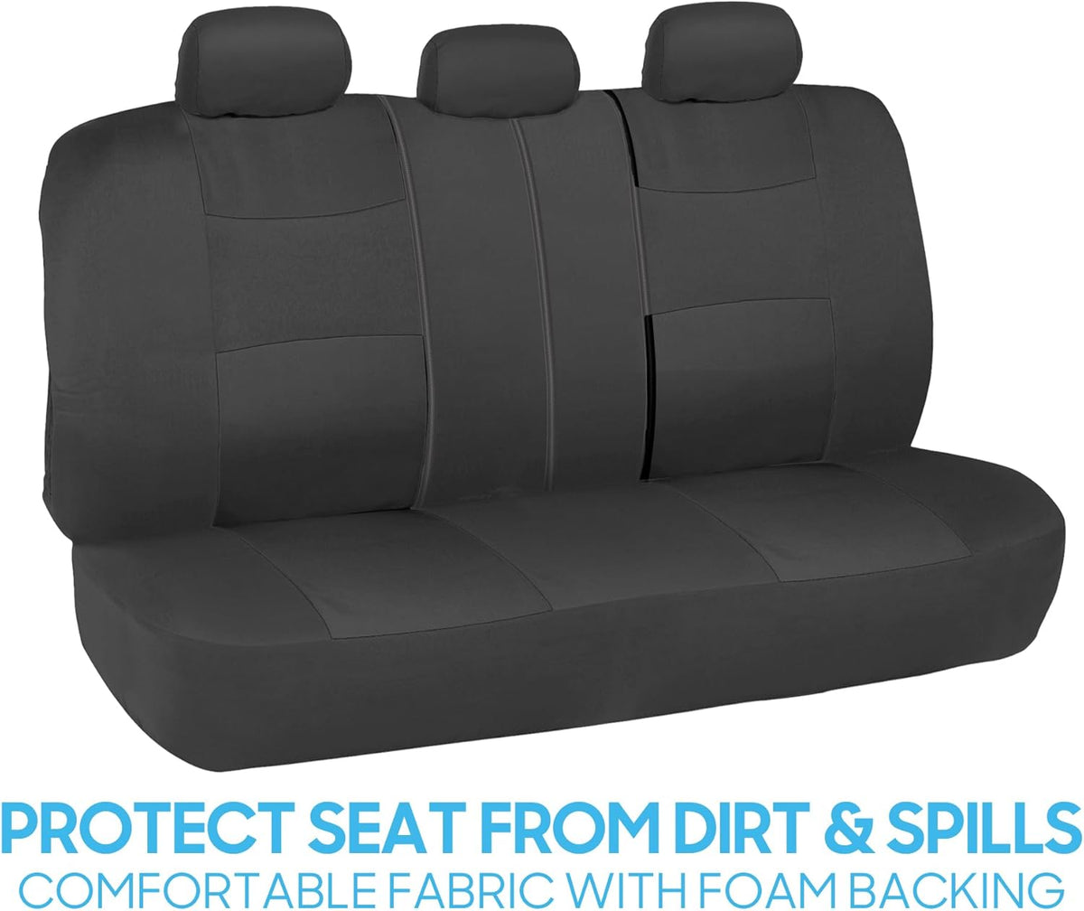 BDK PolyPro Car Seat Covers Full Set in Charcoal on Black – Front and Rear Split Bench for Cars, Easy to Install Cover Set, Accessories Auto Trucks Van SUV