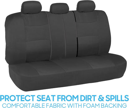 BDK PolyPro Car Seat Covers Full Set in Charcoal on Black – Front and Rear Split Bench for Cars, Easy to Install Cover Set, Accessories Auto Trucks Van SUV