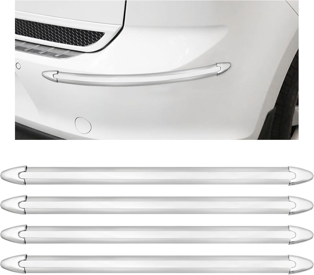 4 PCS Car Bumper Protector Strip, Anti-Scratch Front and Rear Bumper Corner Trim Sticker, Anti-Collision Patch Bumper Guard Strip, Universal Car Accessories for SUV Truck