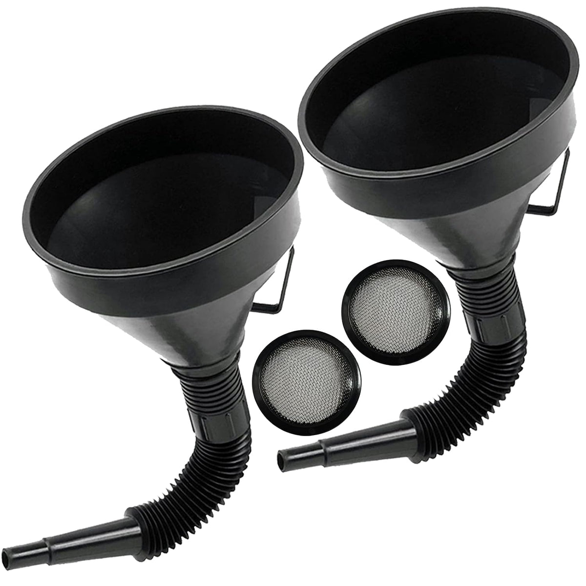 Flex Funnel - Wide Mouth Flexible Funnel with Handle, Automotive Funnels for Engine Oil, Liquid, Diesel, Kerosene,Gasoline (1PACK Black FUNNELS)