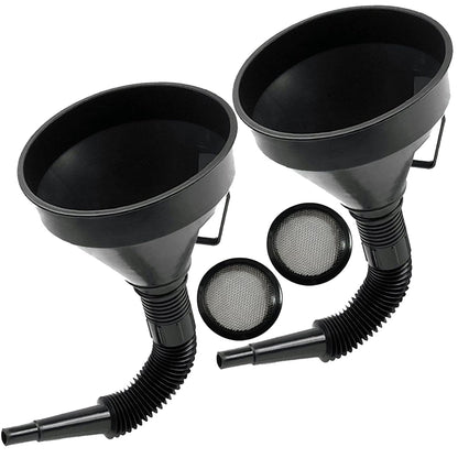 Flex Funnel - Wide Mouth Flexible Funnel with Handle, Automotive Funnels for Engine Oil, Liquid, Diesel, Kerosene,Gasoline (1PACK Black FUNNELS)