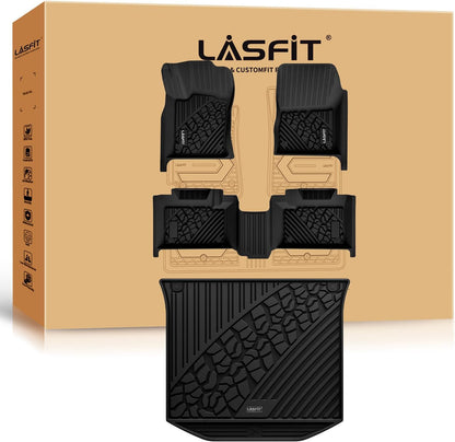 LASFIT Floor Mats for Jeep Grand Cherokee WL 2022-2025 2026 5-Seat (Include 4xe, NOT for L), All Weather TPE Custom Fit Car Mats Floor Liners Cargo Liner Cargo Mat Trunk Mat Black
