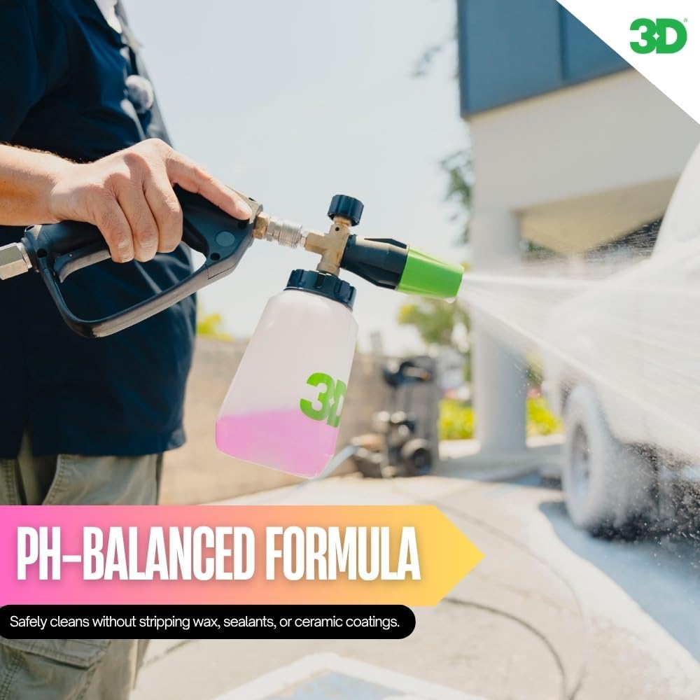 3D Pink Car Soap – 1 Gallon |pH Neutral Car Wash Soap with High Suds & Cherry Scent | Scratch-Free, High Gloss Shine | Safe on Wax & Sealants | Weekly Car Care