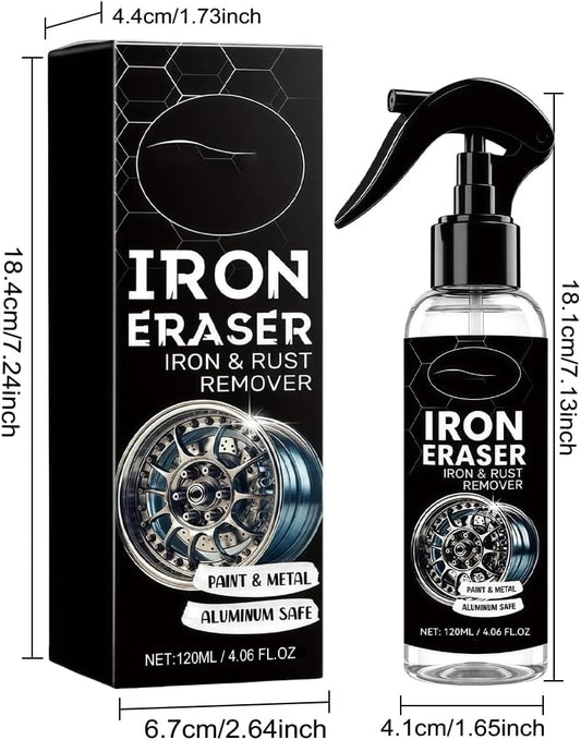 Iron Eraser Rust Remover Spray, Iron Eraser Iron and Rust Remover for Car Wheels and Paint, Fast Acting Rust and Brake Dust Remover, Professional Automotive Surface Cleaning (1PCS)