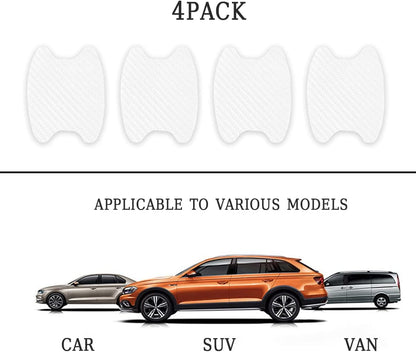 4PCS Sticker, Carbon Fiber Anti-Scratches Car Door Cup Protector, Non-Marking Auto Door Handle Protective Film, Universal for Most Car Handles (Black/4PCS)