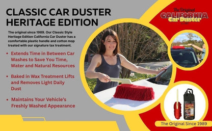 California Car Duster Heritage Car Duster with Plastic Handle and Cotton Mop 86243 Lifts and Removes Dust