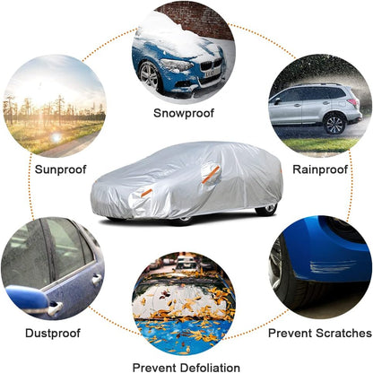 Kayme Car Covers for Automobiles Waterproof All Weather Sun Uv Rain Protection with Zipper Mirror Pocket Fit Toyota Camry, Honda Accord/Civic, Nissan Altima, Kia K5 etc.(186 to 193 Inch) 3XL