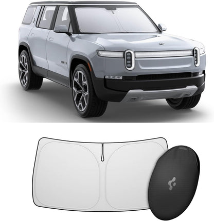 Spigen ZeroGap Windshield Sunshade for Tesla Model Y & 3, Maximum UV & Heat Protection, Dual Layer with Pocket | Car Accessories for Model Y Juniper, Model Y L, Model 3 Highland | Gift for Tesla Owner