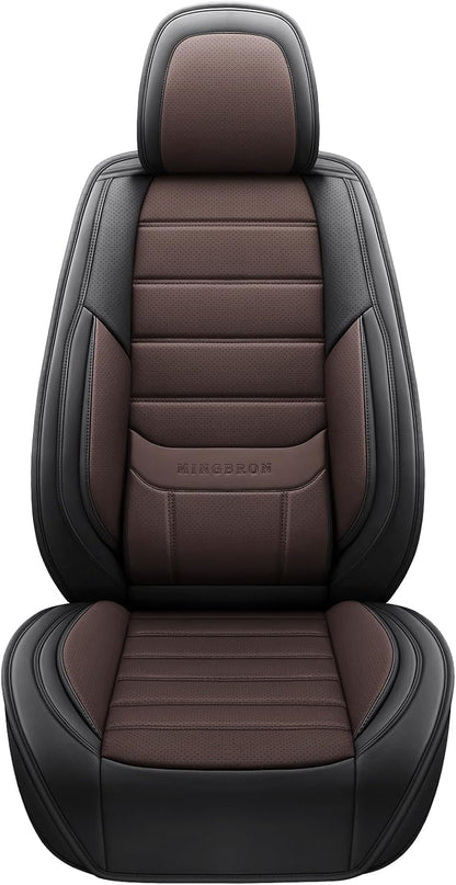 MINGBRON Car Seat Cover Full Set, Leather Car Seat Cover, Waterproof Seat Covers, Car Seat Cushion, Nappa Leather Seat Covers Car Seat Protector Universal Fit Most Cars Black