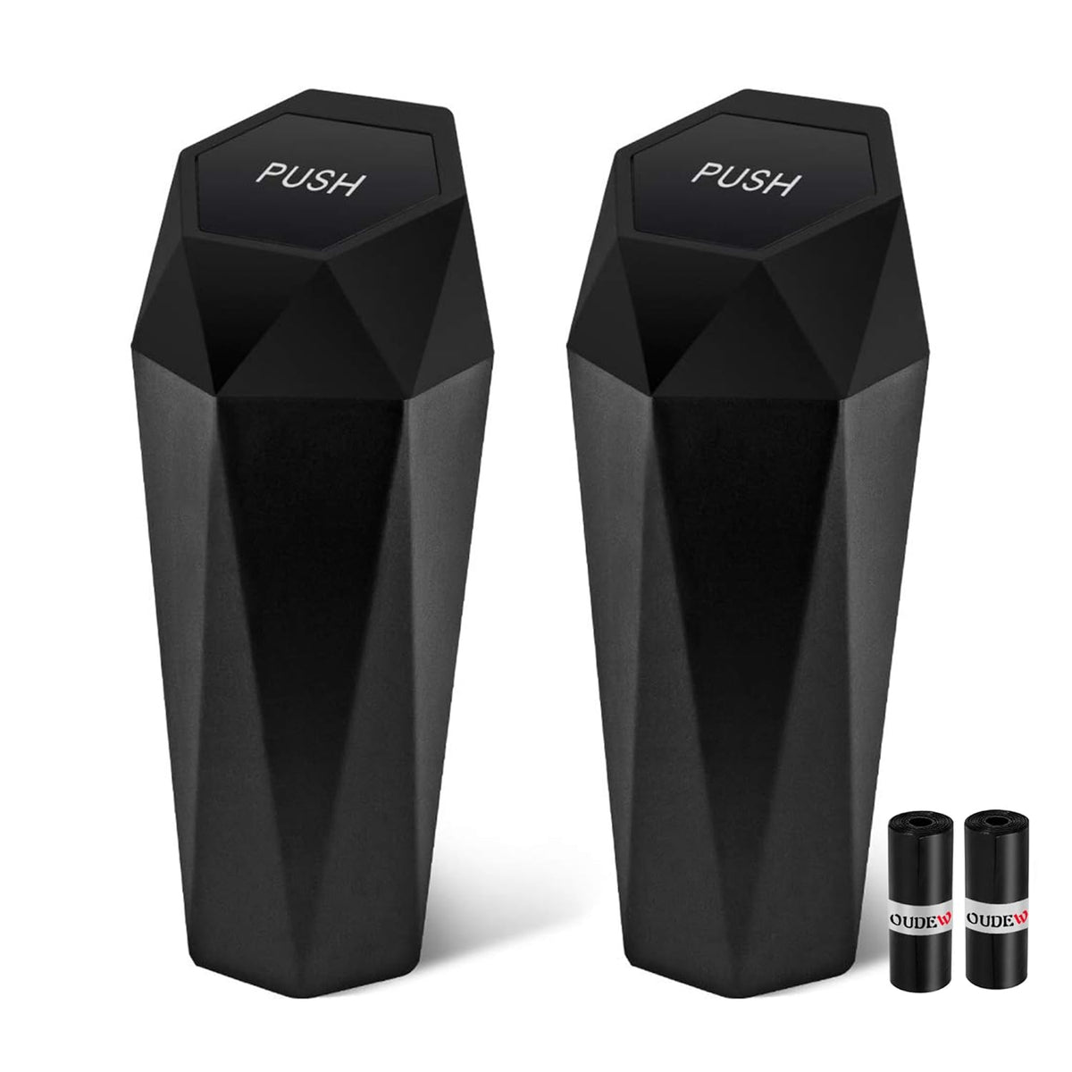 Car Trash Can with Lid - 2-Pack, Interior Accessories for Vehicles, Leakproof Garbage Can with 30 Detachable Trash Bags, Multipurpose Organizers and Storage Solutions for Home and Office