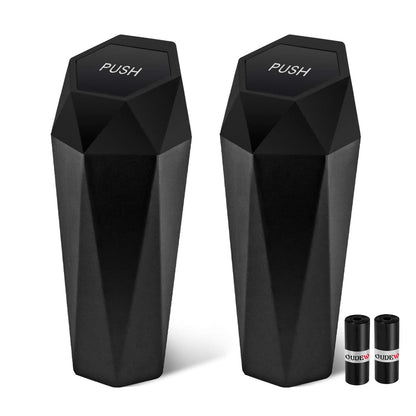 Car Trash Can with Lid - 2-Pack, Interior Accessories for Vehicles, Leakproof Garbage Can with 30 Detachable Trash Bags, Multipurpose Organizers and Storage Solutions for Home and Office