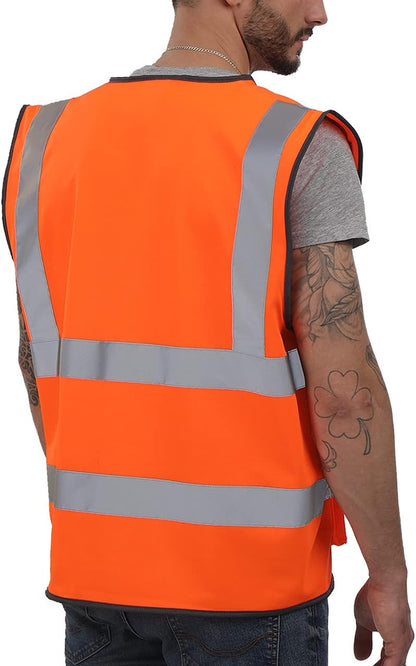 Dib Safety Reflective Safety Vest for Men Women, High Visibility Vest with Pockets and Zipper, ANSI Class 2
