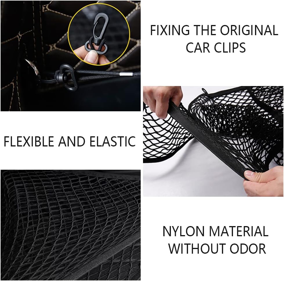 Car Rear Cargo Net with Good Elasticity&Tensile Strength Trunk Net Organizer for SUV Truck,Ideal Car Net Keeps Overlanding Accessories (L 43.3''x15.74'')