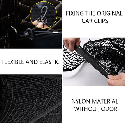 Car Rear Cargo Net with Good Elasticity&Tensile Strength Trunk Net Organizer for SUV Truck,Ideal Car Net Keeps Overlanding Accessories (L 43.3''x15.74'')