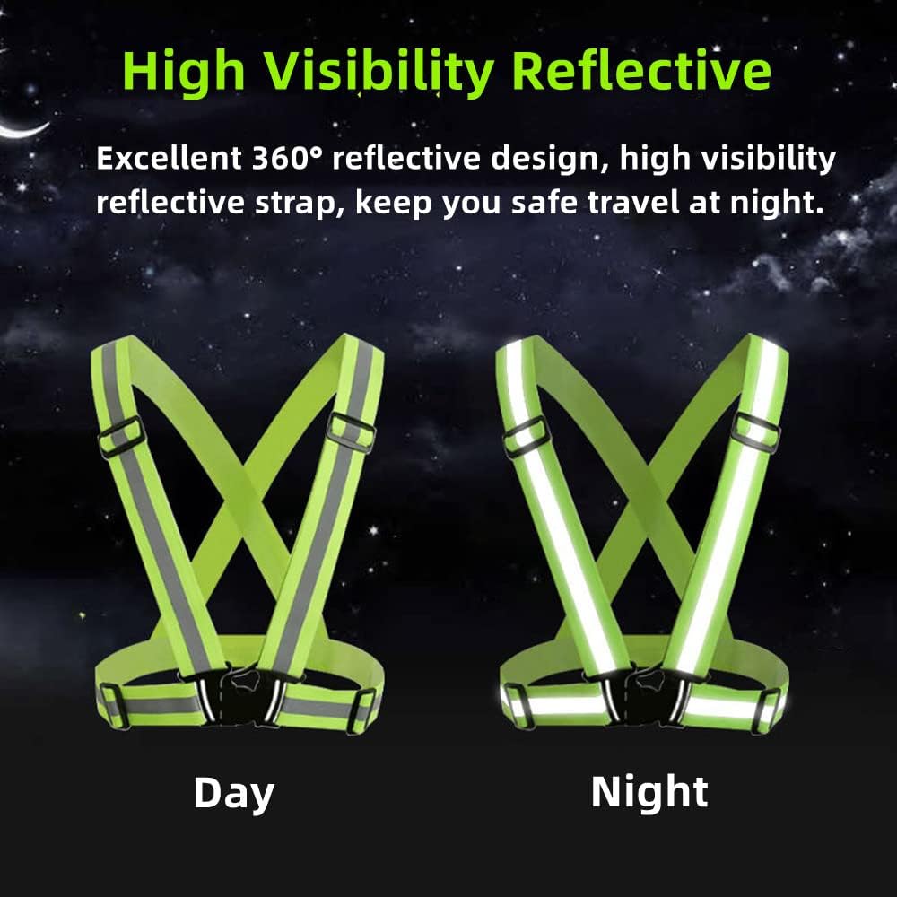Reflective Strap Safety Vest Gear - 2-10 Pack Adjustable High Visible Reflective Running Gear for Women Men Night