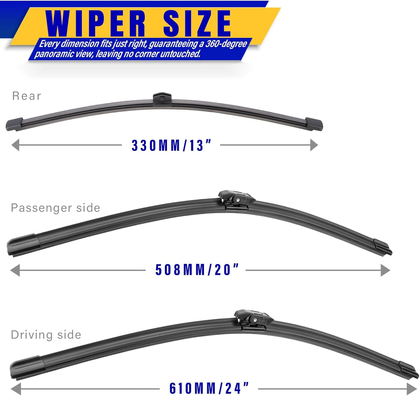 3 wipers Replacement for 2019-2023 2024 2025 2026 Subaru Forester, Windshield Wiper Blades Original Equipment Replacement - 26"/17"/14" (Set of 3) - Colors B