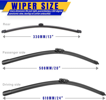 3 wipers Replacement for 2019-2023 2024 2025 2026 Subaru Forester, Windshield Wiper Blades Original Equipment Replacement - 26"/17"/14" (Set of 3) - Colors B