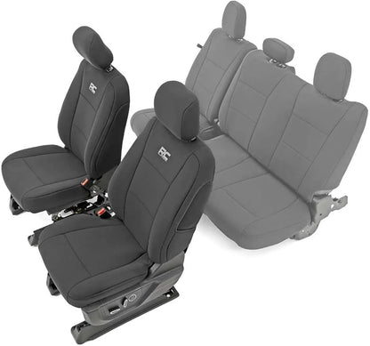 Rough Country Neoprene Front & Rear Seat Covers for Ford F-150, Lightning, F-250 & F-350 (2015-2026) Crew Cab w/Front Bench Seat & Rear 60/40 Split