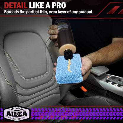AIDEA Microfiber Applicator Pad-8Pack, Car Wash Sponge, Premium Microfiber Sponge and Cleaning Pads, Perfect for Effortless Wax, Sealant, and Conditioner Application, Car Detailing Supplies, Blue