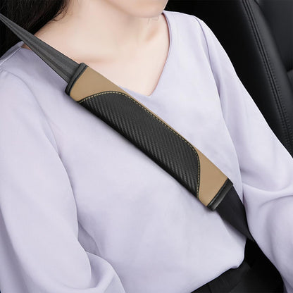 AUCELI 2PCS Car Seat Belt Cover, Carbon Fiber Seatbelt Shoulder Strap Covers, Breathable Leather Soft Harness Pad Protect Your Neck and Shoulder Compatible with Cars