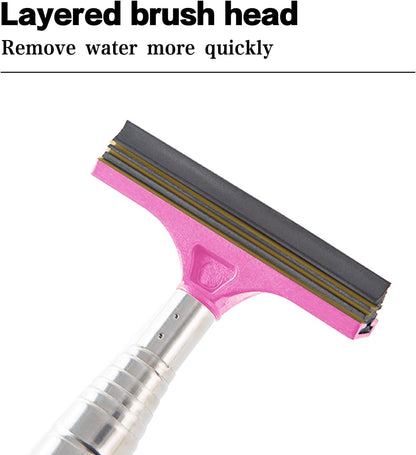 jeseny 1 PC Car Rearview Mirror Wiper Telescopic Auto Mirror Squeegee Cleaner 98cm Long Handle Car Cleaning Tool Mirror Glass Mist Cleaner (Red)