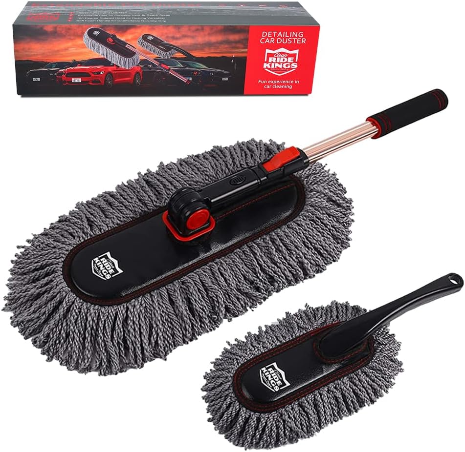 Car Duster Exterior Scratch Free,Car Dusters Extendable Handle Cleaning Exterior,Detailing Brush Kit for Truck,SUV,Caravan,Motorcycle,Wax Cotton Fabric,Waterless Wash Equipment