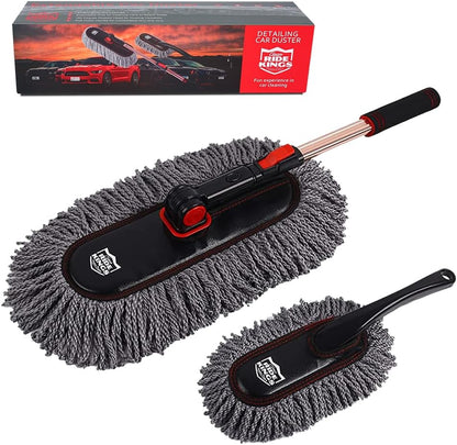 Car Duster Exterior Scratch Free,Car Dusters Extendable Handle Cleaning Exterior,Detailing Brush Kit for Truck,SUV,Caravan,Motorcycle,Wax Cotton Fabric,Waterless Wash Equipment
