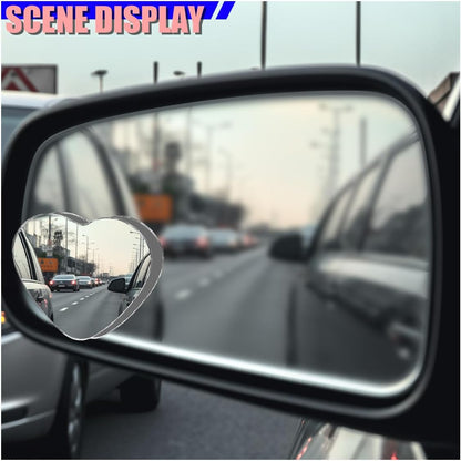 2PCS Heart Shaped Car Blind Spot Mirrors, HD Glass Wide Angle Side Mirrors for Enhanced Safety, Adjustable Frameless Rear View Mirror, Universal Car Exterior Accessories(Heart)