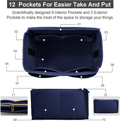 OMYSTYLE Purse Organizer Insert, Felt Tote Bag Organizer Insert with 5 Sizes, Handbag Dividers for Inside Purse, Compatible with Longchamp, Neverful, Speedy and More