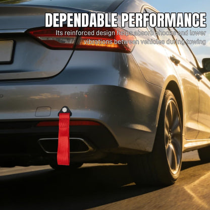 Racing Tow Strap, Tow Strap with Hooks, Sports Trailer Belt, Car Modification High Strength Nylon Traction Rope Decor Trailer Hook Belt Fit for Front or Rear Front Bumper Decoration (Red)