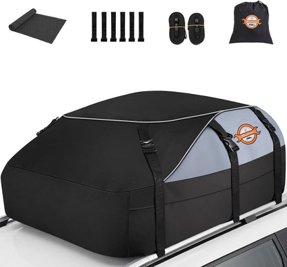 Sailnovo Soft Car Rooftop Cargo Carrier Roof Bag 20 Cubic Feet Waterproof Car Top Carrier, Fits Most Vehicle with/Without Rack, Include Anti-Slip Mat,6 Reinforced Straps,6 Door Hooks
