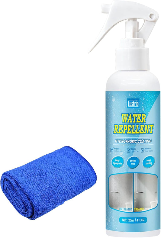 Windshield Rain Repellent Spray – Glass Water Repellent for Car Windows & Bathroom Glass – Easy to Apply Hydrophobic Coating for Side Windows, Shower Doors & Mirrors – Long Lasting (120ml/4oz)