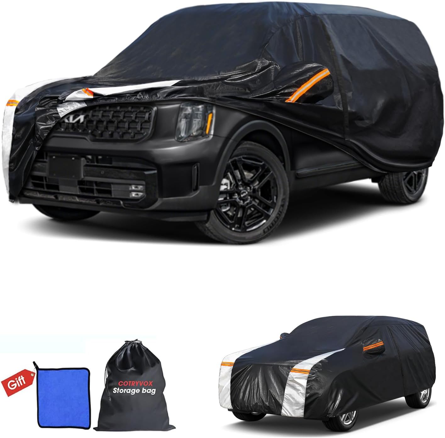 Large SUV Car Cover for Chevy Suburban 100% Waterproof All Weather, Heavy Duty Outdoor Full Exterior Covers Rain Sun Wind UV Protection. - Colors C