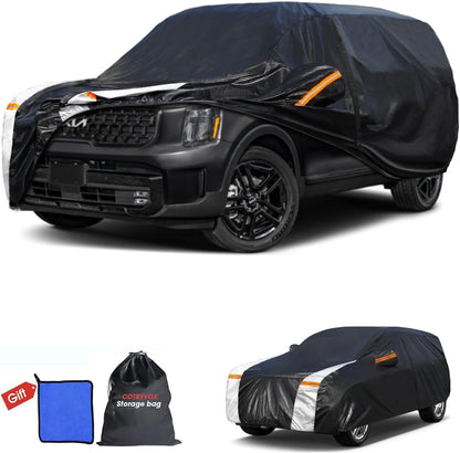 Large SUV Car Cover for Chevy Suburban 100% Waterproof All Weather, Heavy Duty Outdoor Full Exterior Covers Rain Sun Wind UV Protection. - Colors C