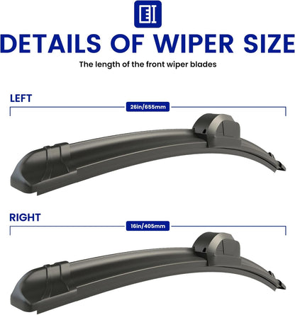 OEM QUALITY 26" + 16" Premium All-Seasons Stable And Quiet Windshield Wiper Blades(Set of 2) - Colors A