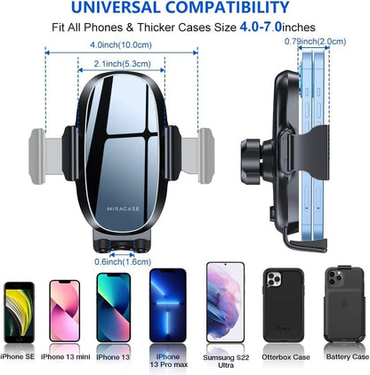 Miracase Phone Holders for Your Car with Metal Hook Clip, Air Vent Cell Phone Stand Car Mount, Universal Automobile Cradle for Garmin GPS Fit iPhone Android and All Smartphones, Dark Black