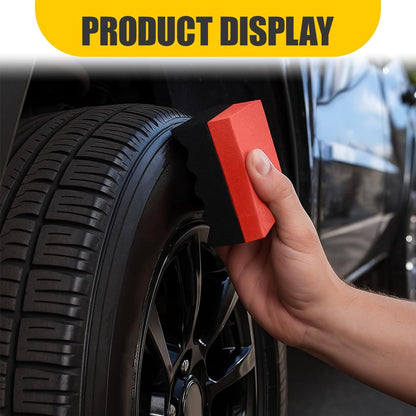 Car Tire Dressing Applicator Pad, Soft Sponge Tire Shine Applicator, Reusable Washable Wax Sponge, Anti-Spill Corrugated Surface Tire Care Cleaning Pad for Auto Detailing(Black&Green)